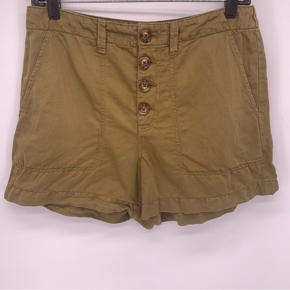 LOFT High Waist Button Fly Linen Blend Shorts Size 6